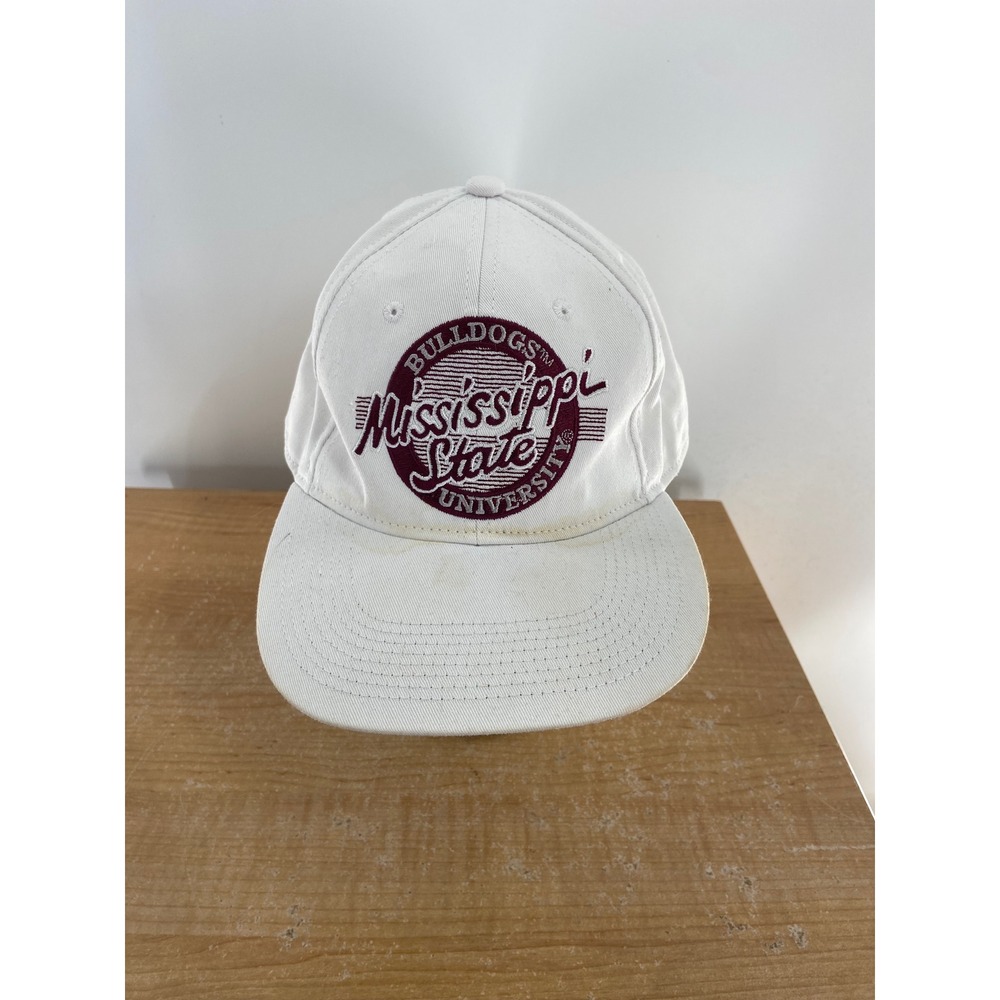 The Game Mississippi State Bulldogs Vintage Snapback Hat White Green Underbrim